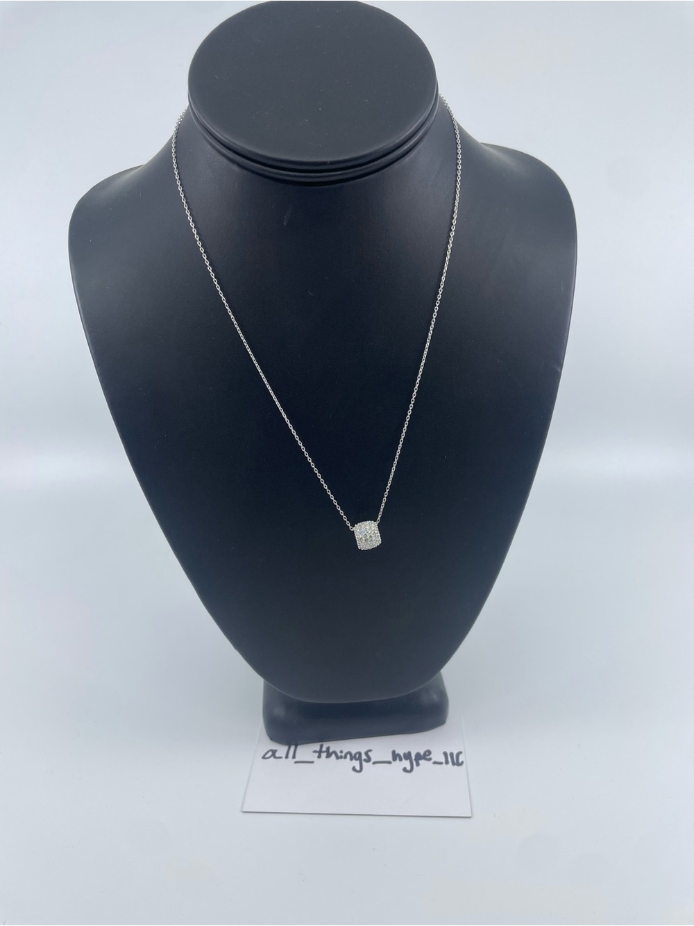 1.65 Ct Lab Diamond Cluster Cylinder Pendant Necklace 925 Silver 18” Adjustable